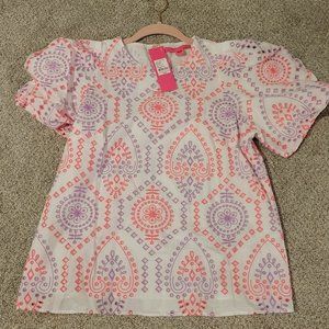 Lilly Pulitzer Pratt Eyelet Top, Sunset Dreamer Pattern, Small, NWT